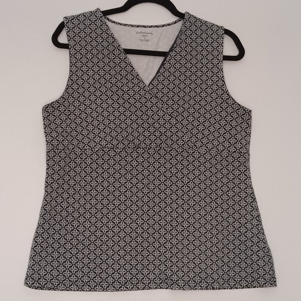 Women's Croft & Barrow Stretch Black & White Pattern Tank Size Large